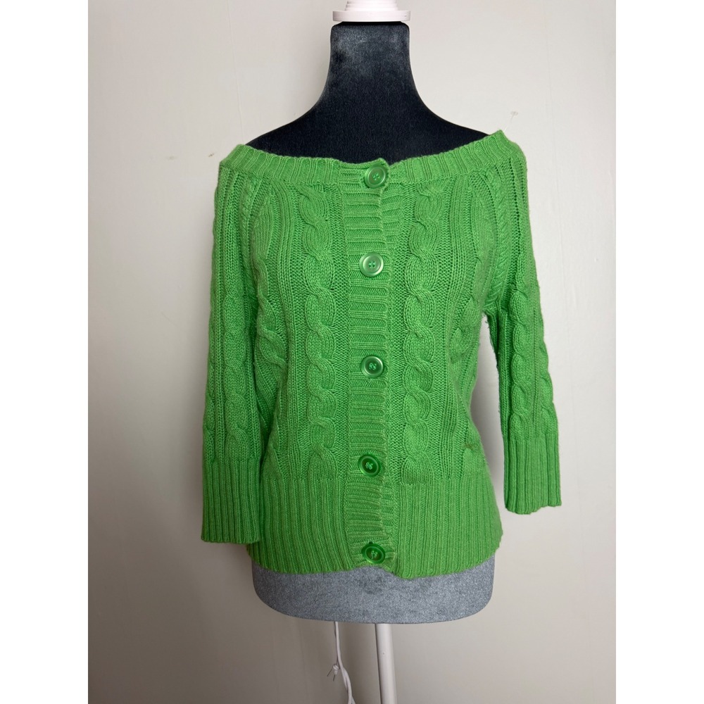 Mossimo vintage Y2K Cable Knit Cardigan Sweater Rabbit Hair Blend off shoulder